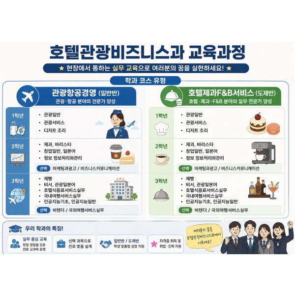 2027 호텔관광비즈니스과 신입생 교육과정(코스유형) 안내