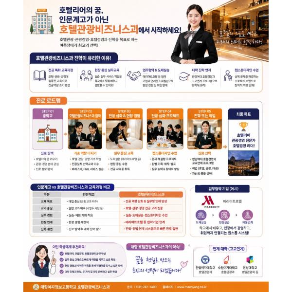 [호텔리어]호텔리어의 꿈, 인문계고가 아닌 호관비과에서 시작하세요!!